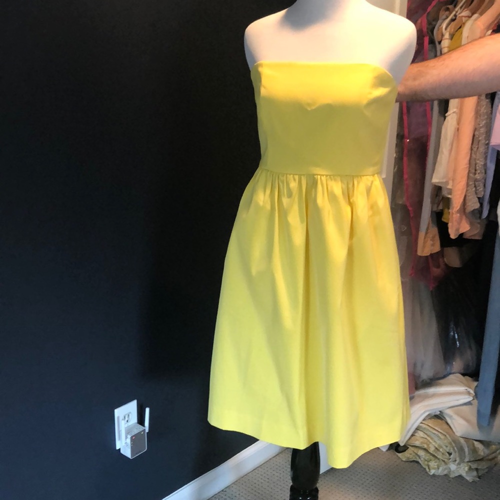 Yellow strapless JCrew dress
